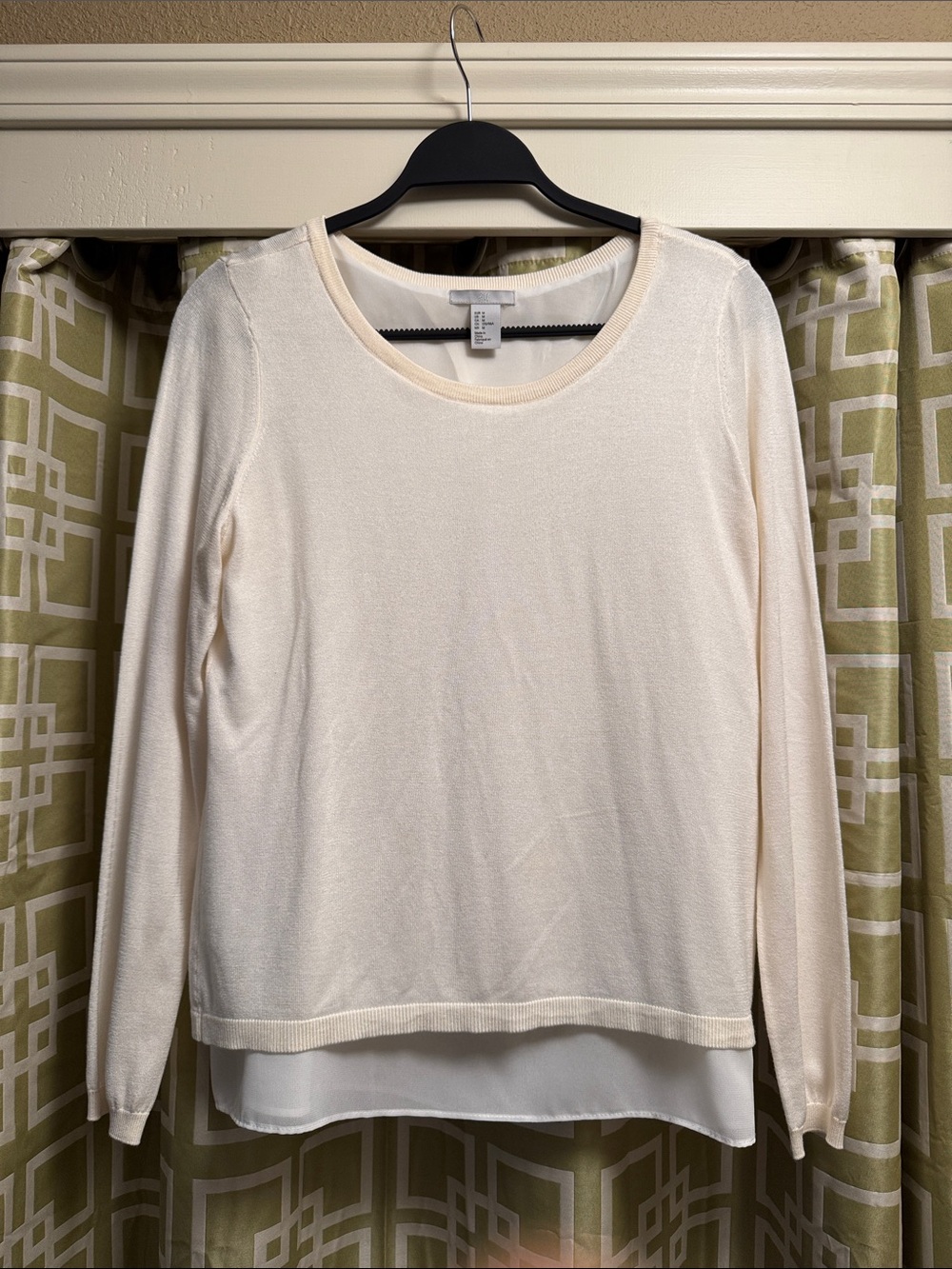 H&M Cream Layered Long-Sleeve Top